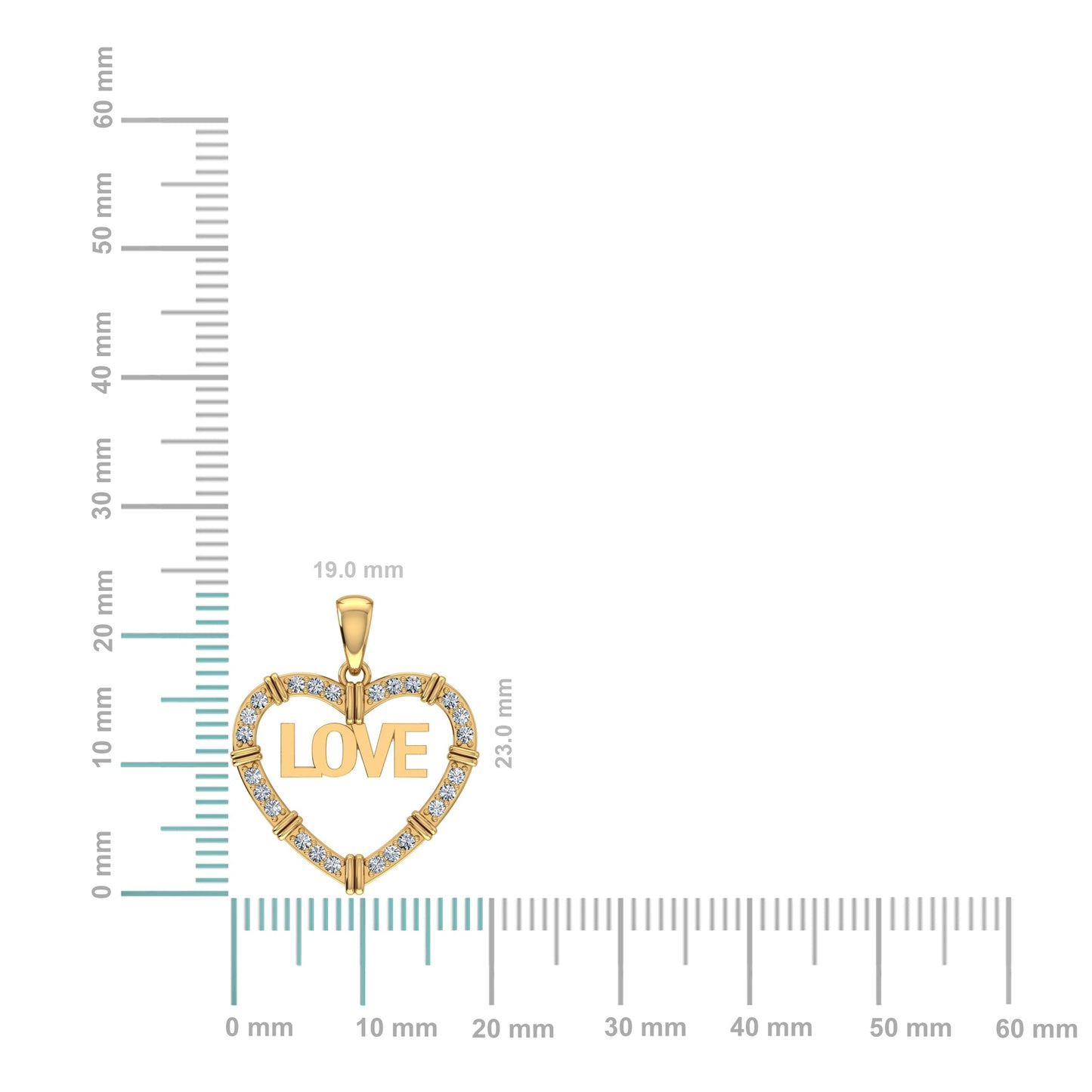 10K Yellow Gold Round Diamond Womens Love Heart Pendant 1/4 Ctw