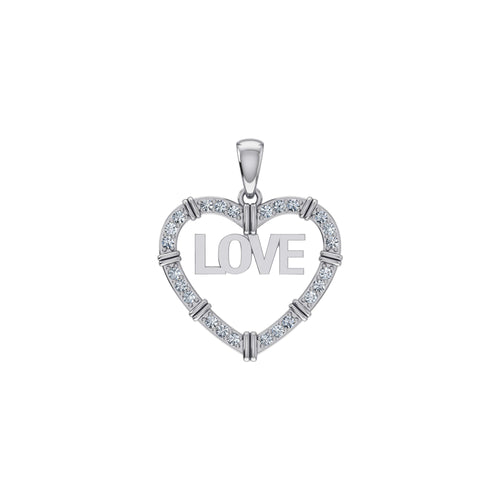 10K White Gold Round Diamond Womens Love Heart Pendant 1/4 Ctw