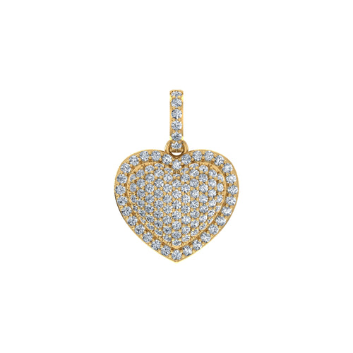 10K Yellow Gold Round Diamond Womens Puffy Heart Pendant 3/8 Ctw