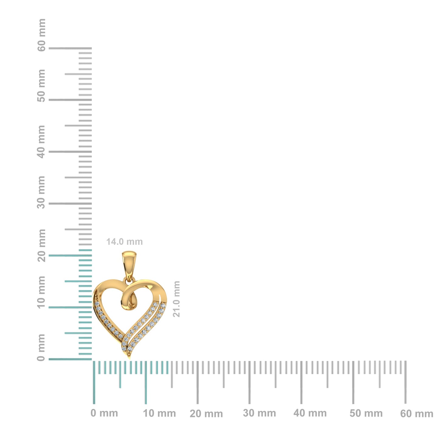 10K Yellow Gold Round Diamond Womens Heart Pendant 1/10 Ctw