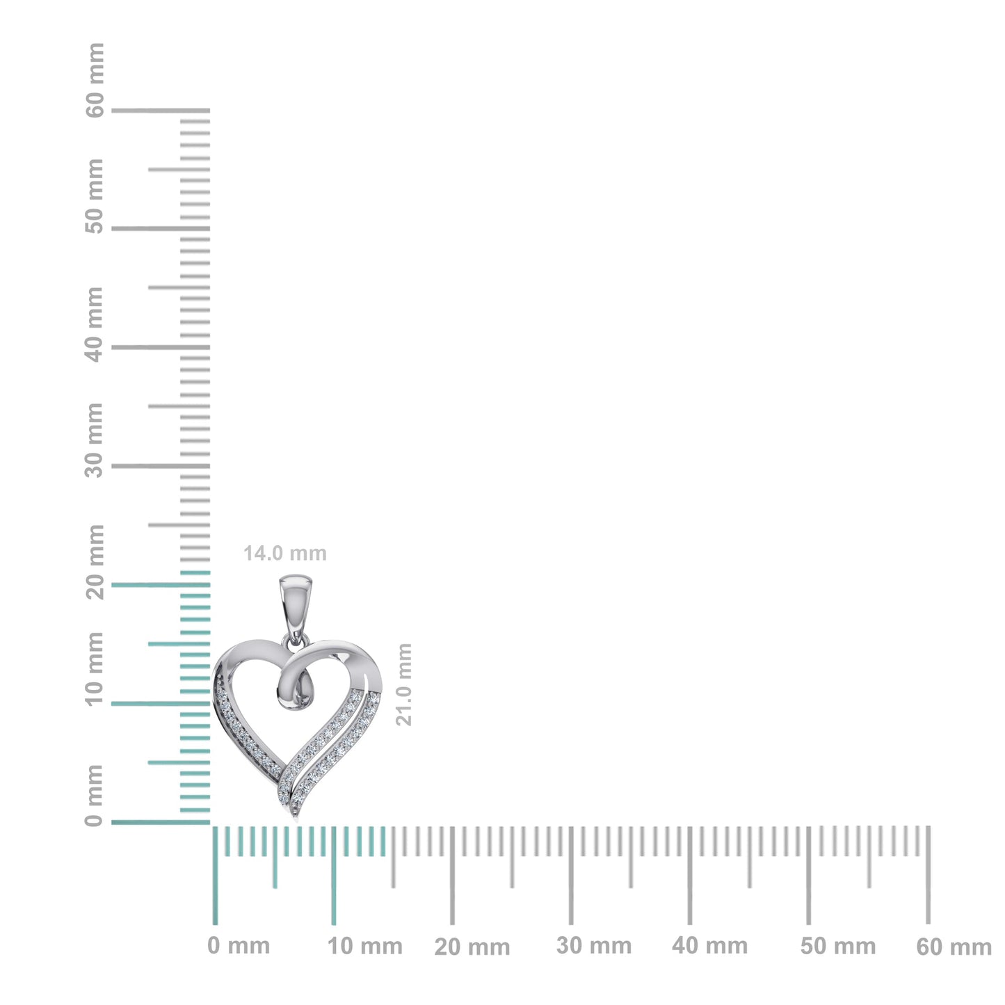 10K White Gold Round Diamond Womens Heart Pendant 1/10 Ctw