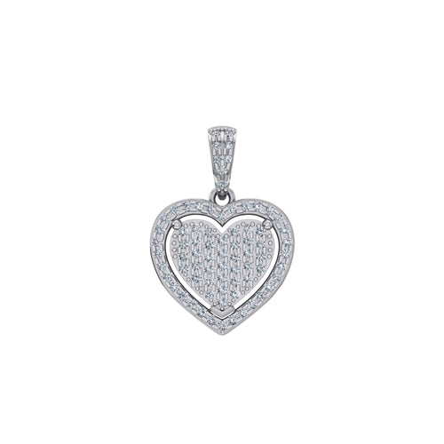 10K White Gold Round Diamond Womens Heart Pendant 1/4 Ctw