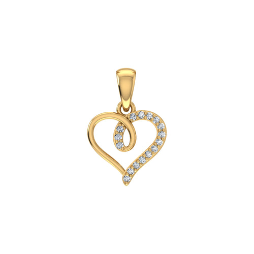 10K Yellow Gold Round Diamond Twisted Heart Pendant 1/25 Ctw