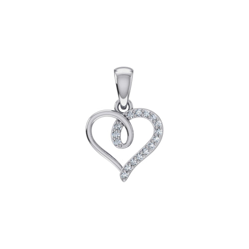 10K White Gold Round Diamond Twisted Heart Pendant 1/25 Ctw