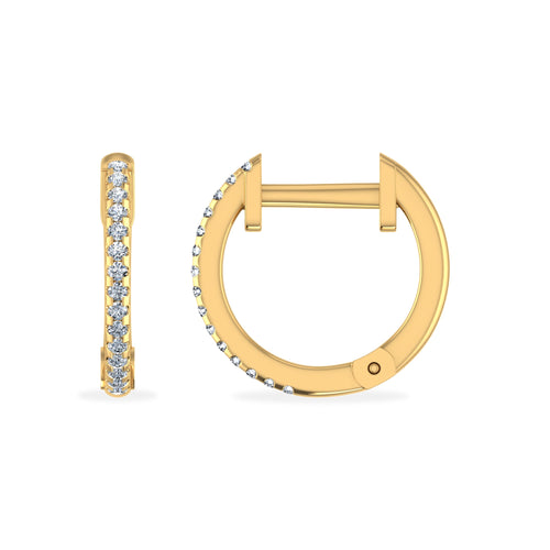 10K Yellow Gold Round Diamond Diamond Hoop Earrings 1/16 Ctw