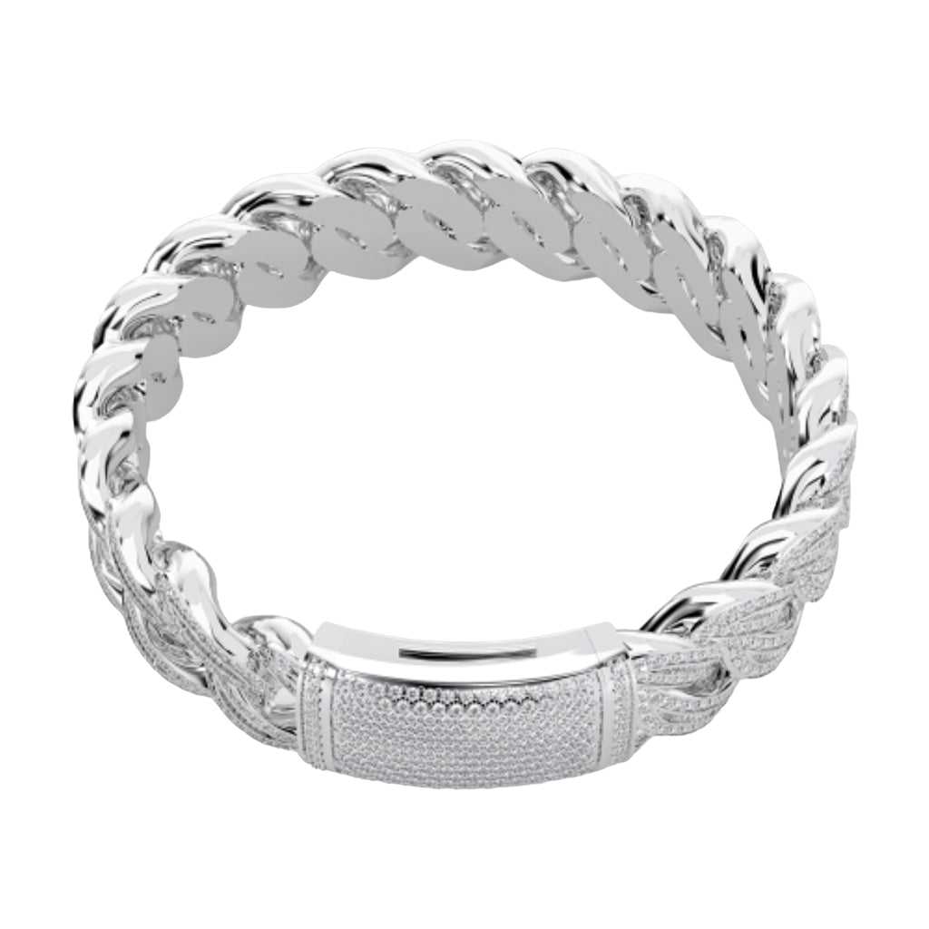 10K White Gold Tw Cuban Baguette Bracelet 8.5Inches 9-1/2 Ctw