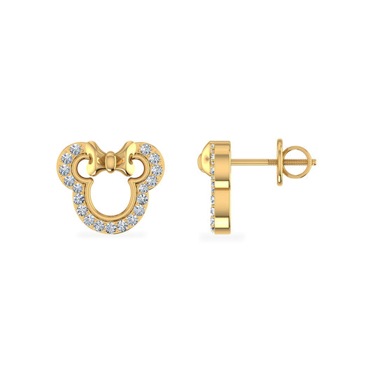 10K Yellow Gold Round Diamond Designer Stud Earrings 1/10 Ctw