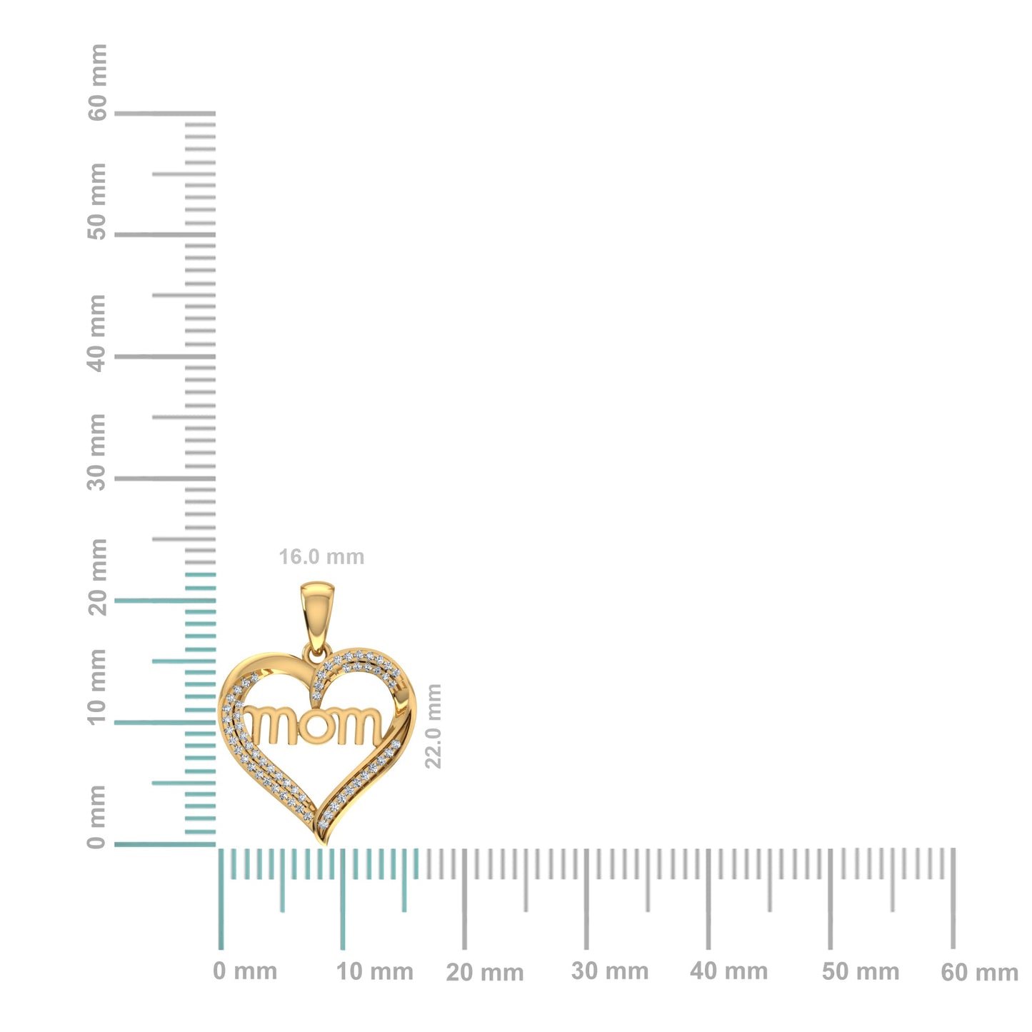 10K Yellow Gold Round Diamond Mom Heart Shape Pendant 1/10 Ctw