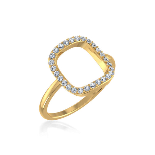 10K Yellow Gold Round Diamond Square Shape Womens Negative Gap Ring 1/4 Ctw