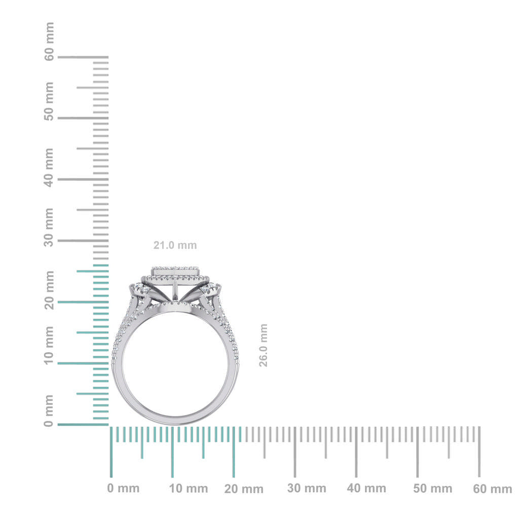 10K White Gold Womens Round Diamond Big Bridal Heart Shape Ring 1 Ctw