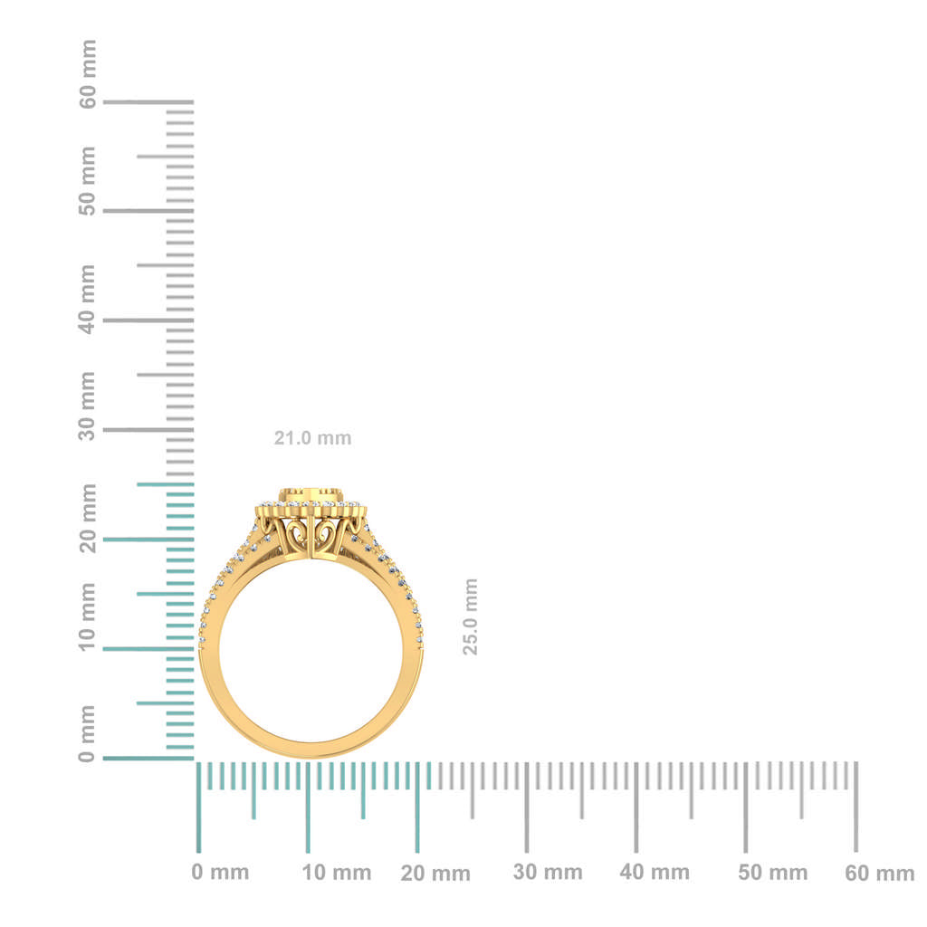 10K Yellow Gold Womens Round Diamond Big Bridal Marquise Shape Ring 1-1/2 Ctw