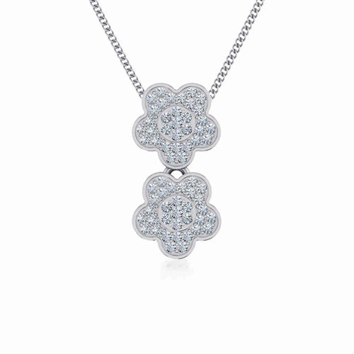 10K White Gold Womens Round Diamond Floral Cluster Top Open Pendant 1/5 Ctw