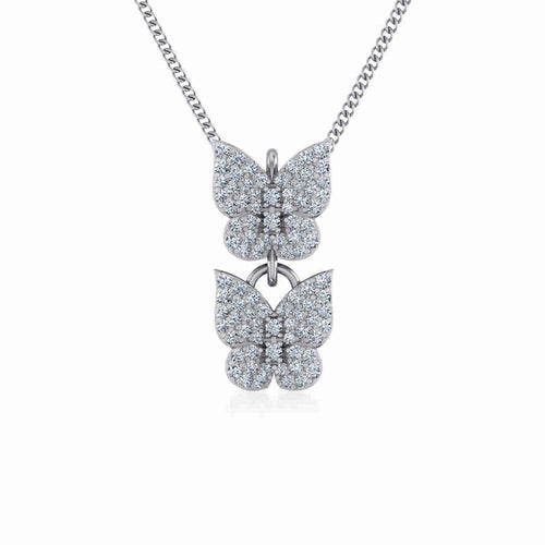 10K White Gold Womens Round Diamond Butterfly Cluster Top Open Pendant 1/4 Ctw