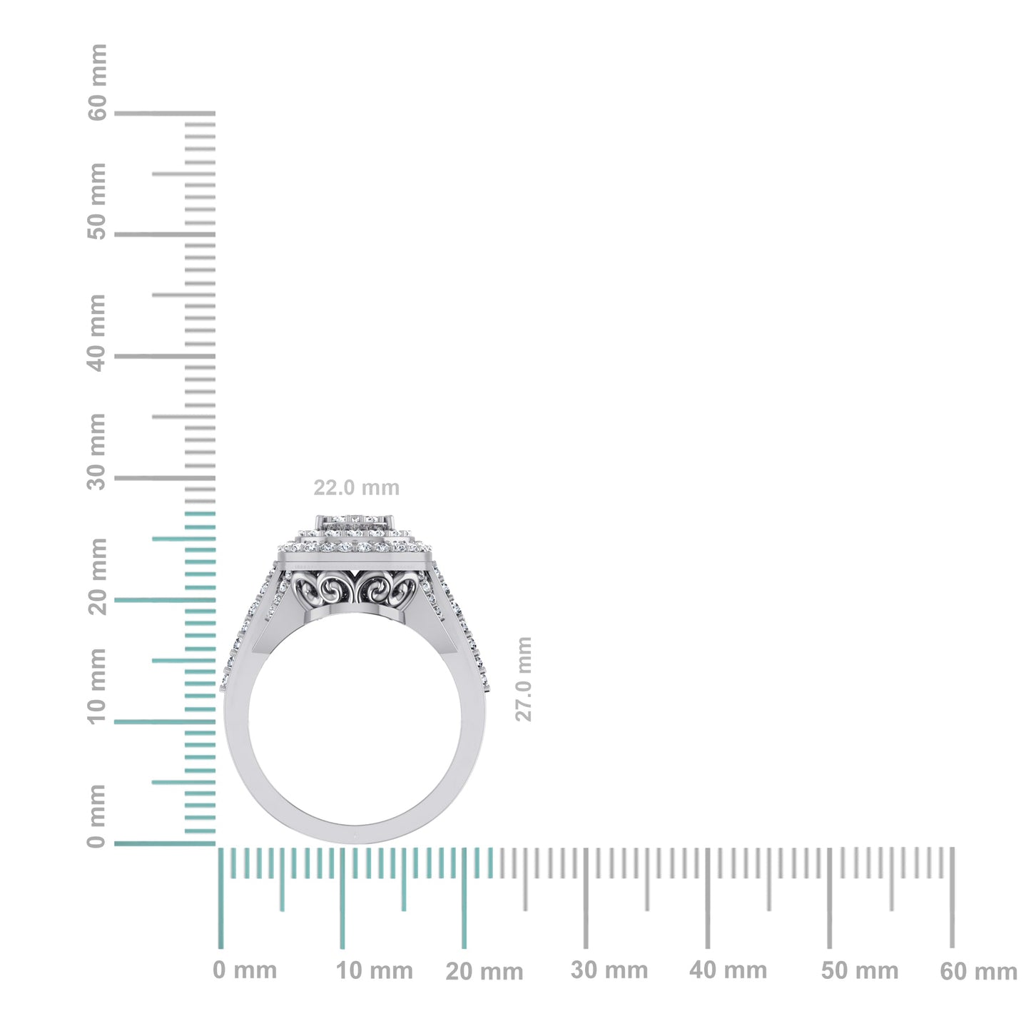 10K White Gold Round Diamond Pear Shape Size 7 Head Ladies Ring 1 Ctw
