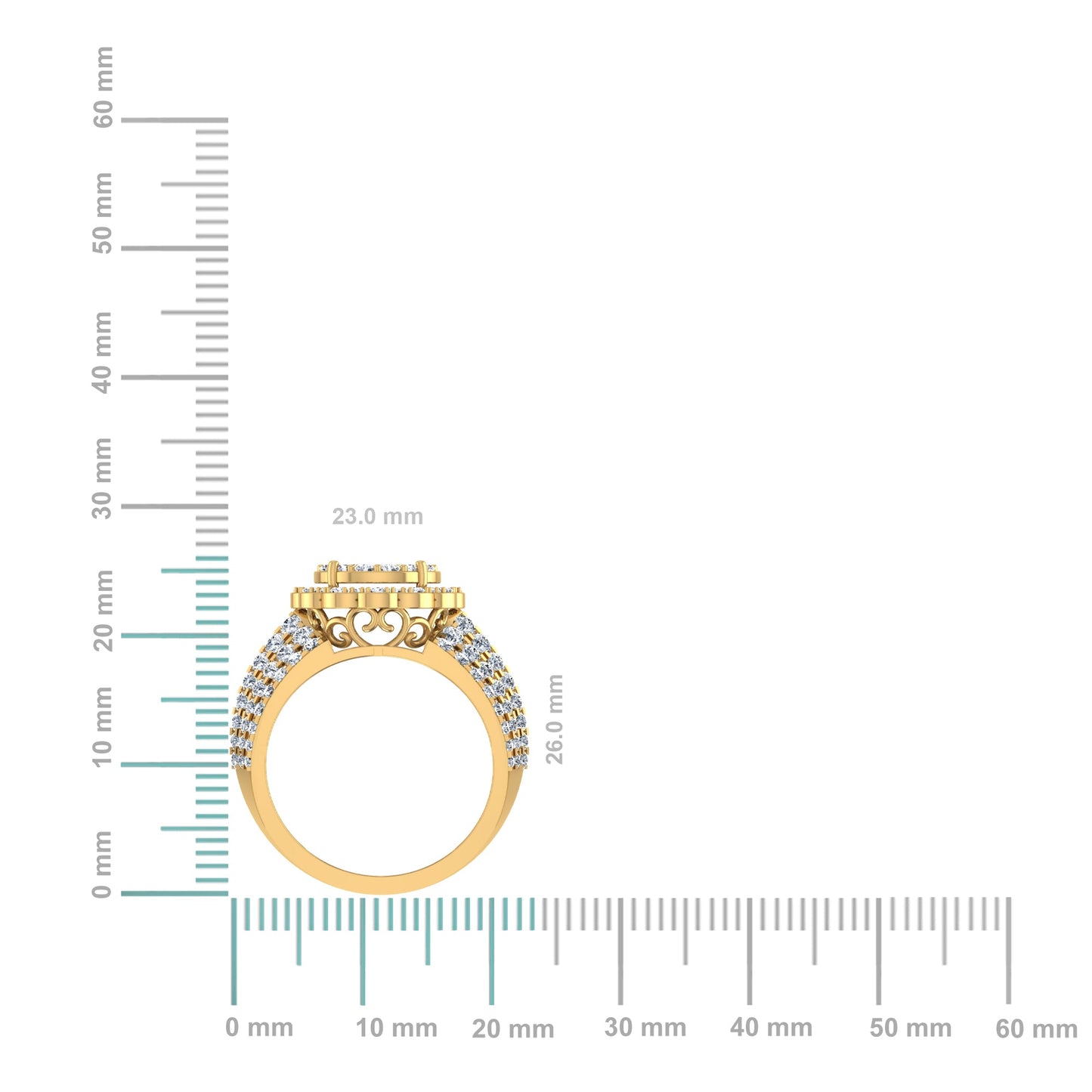 10K Yellow Gold Round Diamond Floral Size 7 Head Ladies Ring 2 Ctw