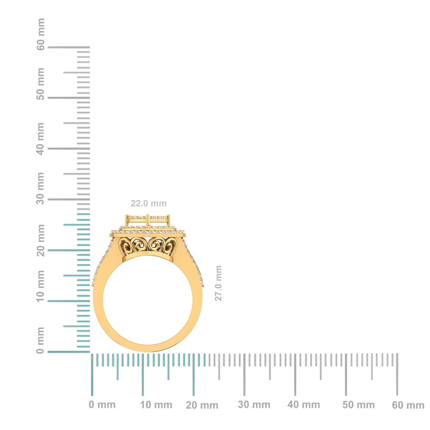10K Yellow Gold Round Diamond Designer Size 7 Head Ladies Ring 1-1/2 Ctw