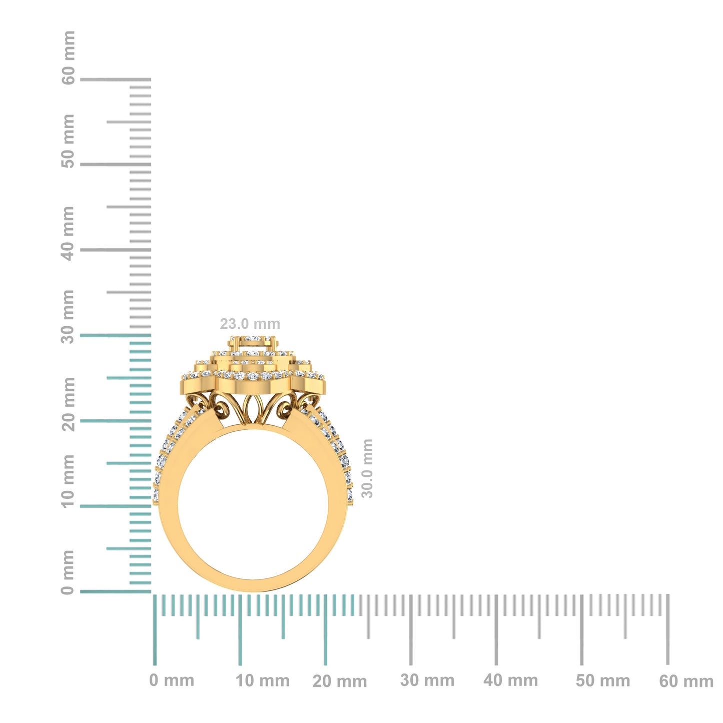 10K Yellow Gold Round Diamond Designer Size 7 Head Ladies Ring 2 Ctw