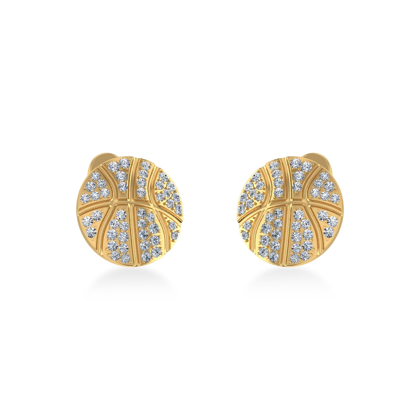 10K Yellow Gold Round Baguette Diamond Designer Stud Earrings 1/4 Ctw 1/4 Ctw