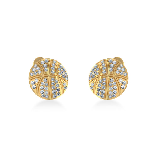 10K Yellow Gold Round Baguette Diamond Designer Stud Earrings 1/4 Ctw 1/4 Ctw