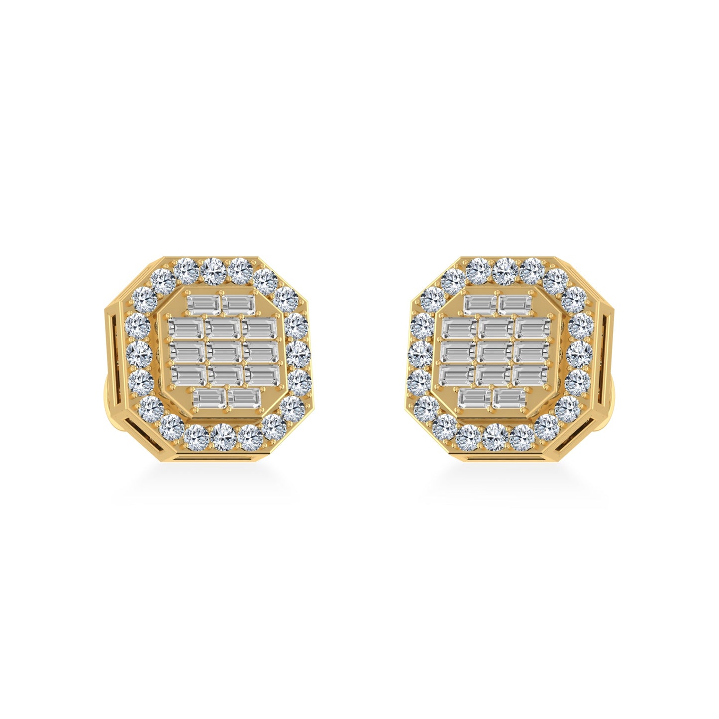 10K Yellow Gold Diamond Designer Stud Earring 1/2 Ctw