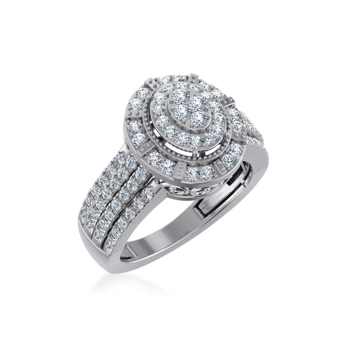 10K White Gold Round Diamond Womens Size 7 Designer Bridal Ring 1 Ctw