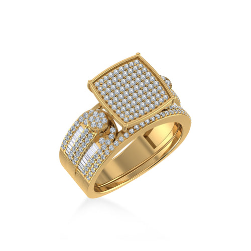 10K Yellow Gold Round Diamond Womens Bridal Ring 3/4 Ctw