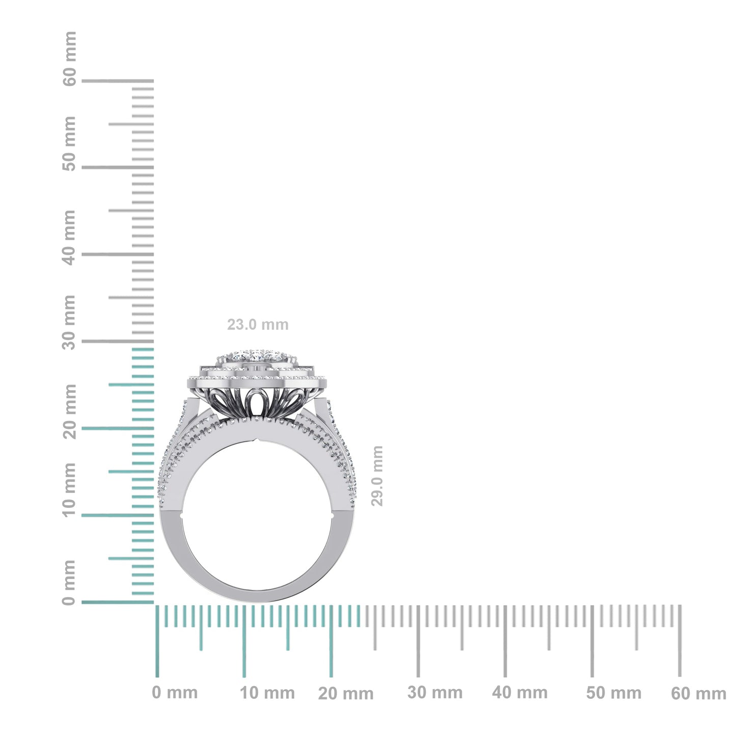 10K White Gold Round Baguette Diamond Womens Size 7 Oval Shape Designer Bridal Ring 2-5/8 Ctw