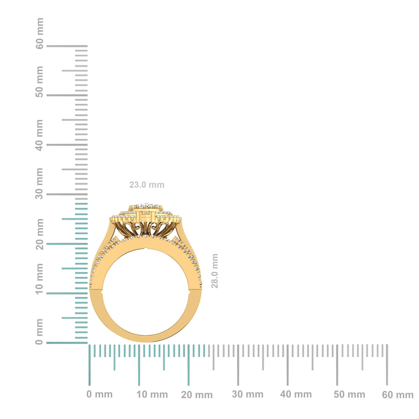 10K Yellow Gold Round Baguette Diamond Womens Size 7 Designer Bridal Ring 2-3/8 Ctw