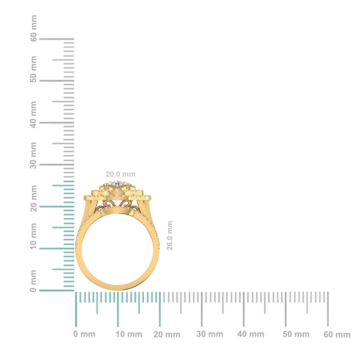 10K Yellow Gold Round Baguette Diamond Womens Designer Bridal Ring 1-5/8 Ctw