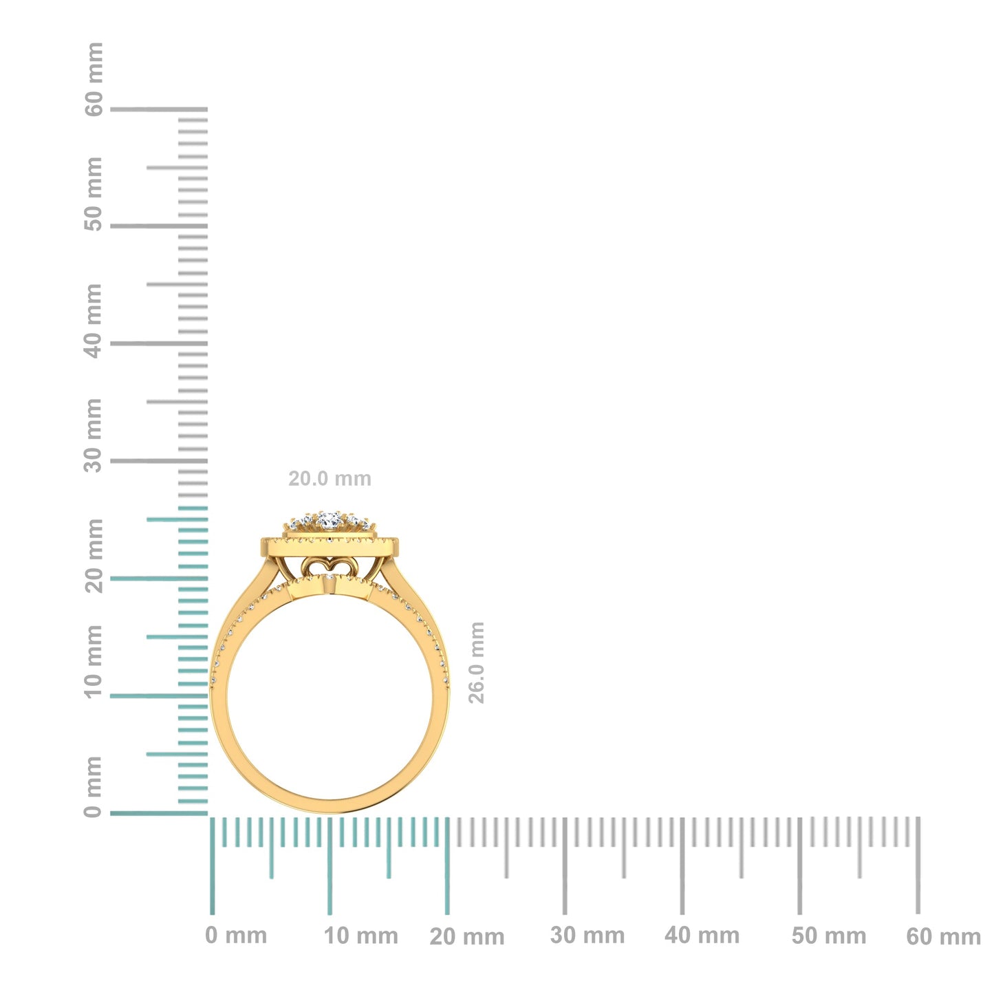 10K Yellow Gold Round Baguette Diamond Womens Heart Shape Designer Bridal Ring 1-1/6 Ctw