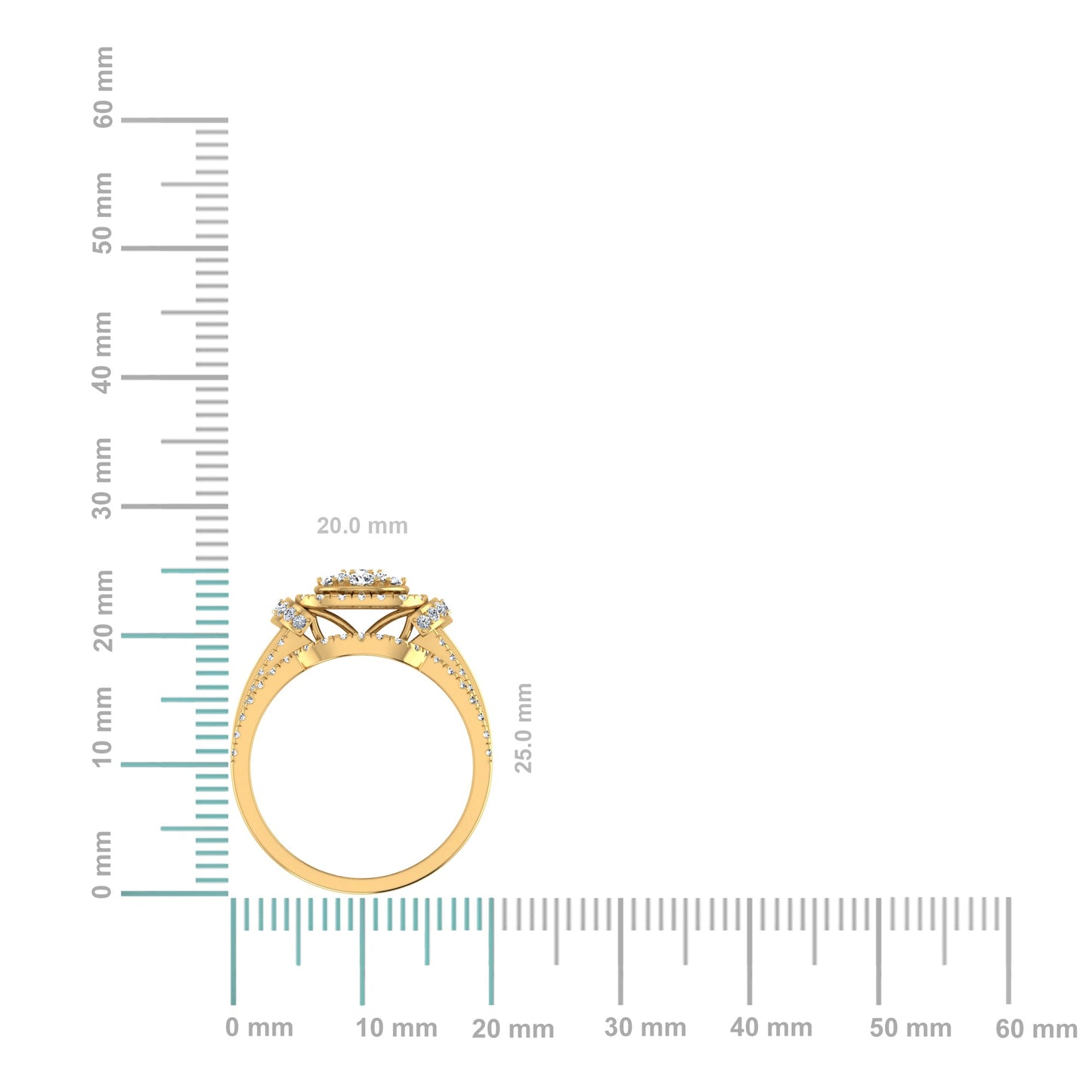 10K Yellow Gold Round Baguette Diamond Womens Size 7 Designer Bridal Ring 1-1/4 Ctw
