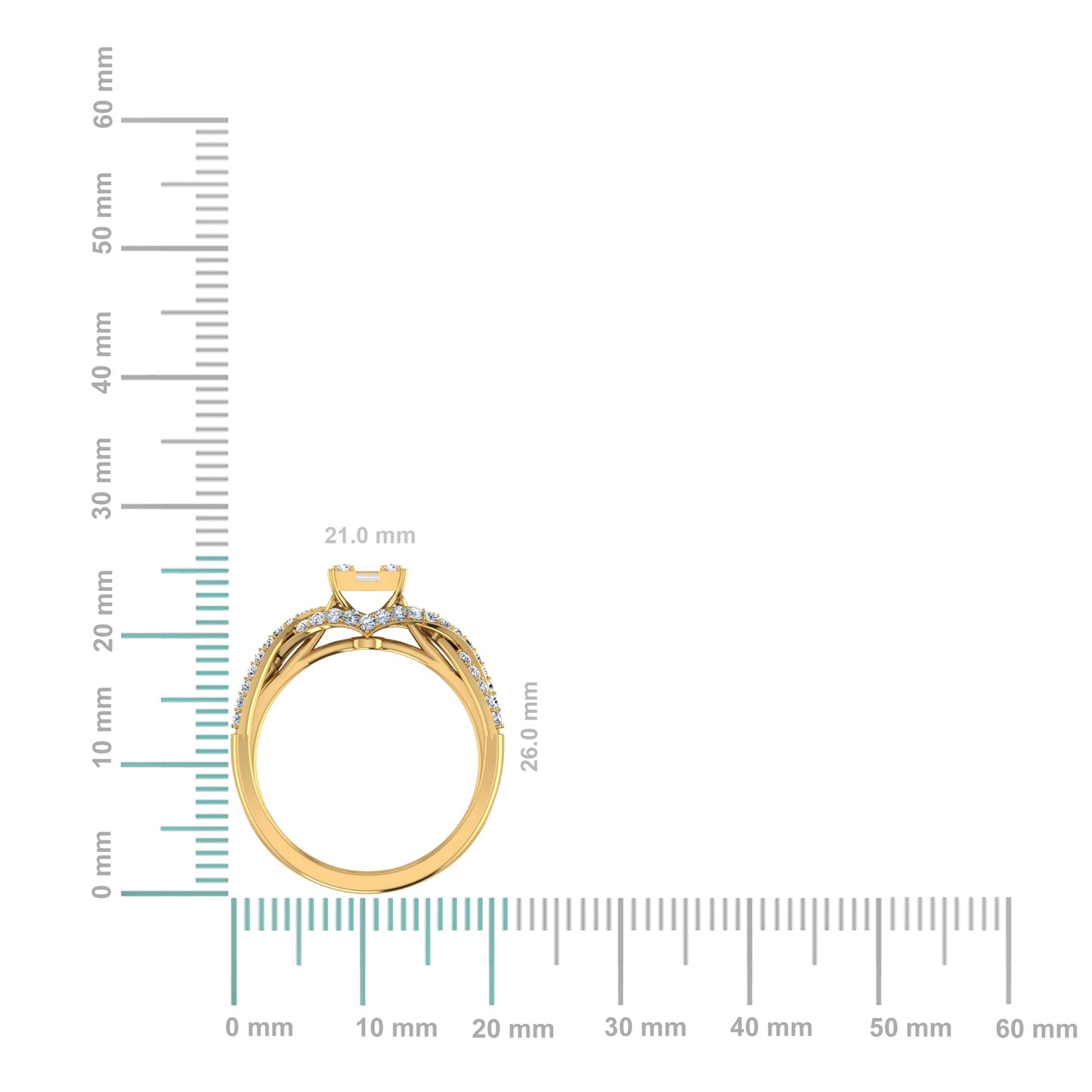 14K Yellow Gold Round Baguette Diamond Womens Designer Ring 1/2 Ctw