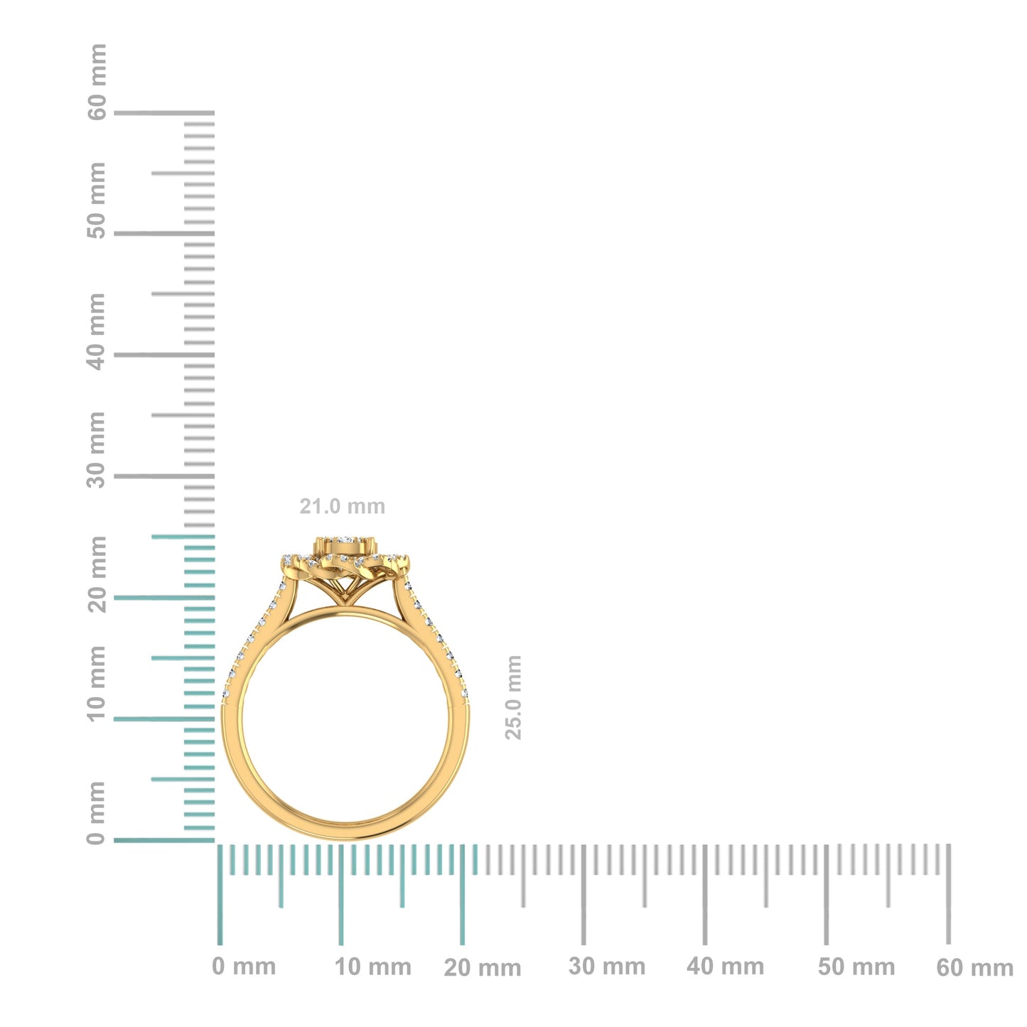 14K Yellow Gold Round Diamond Womens Flower Designer Ring 5/8 Ctw