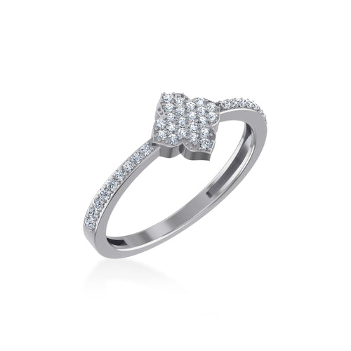 14K White Gold Round Diamond Womens Cluster Designer Ring 1/4 Ctw