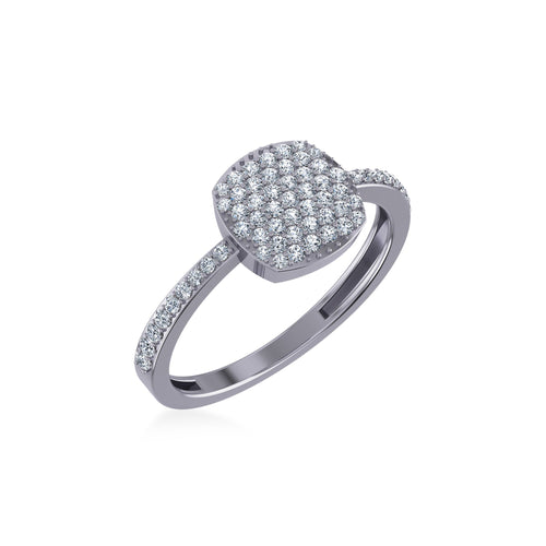 14K White Gold Round Diamond Womens Square Shape Size 7 Designer Ring 3/8 Ctw