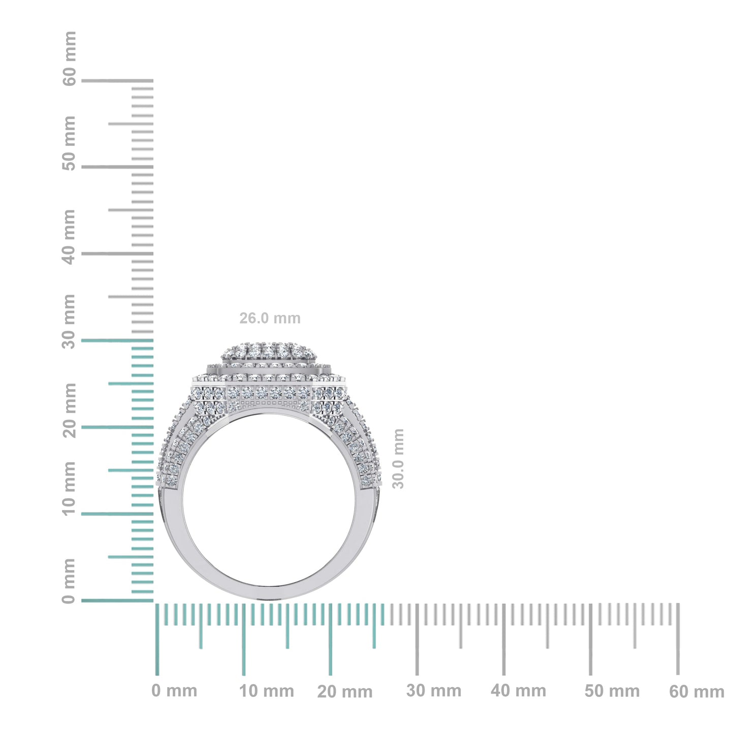 10K White Gold Diamond Square Shape Designer Mens Ring 3 Ctw