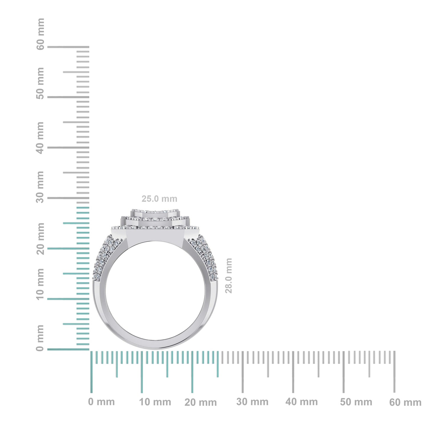 10K White Gold Round Diamond Designer Size 10 Mens Ring 2-3/4 Ctw