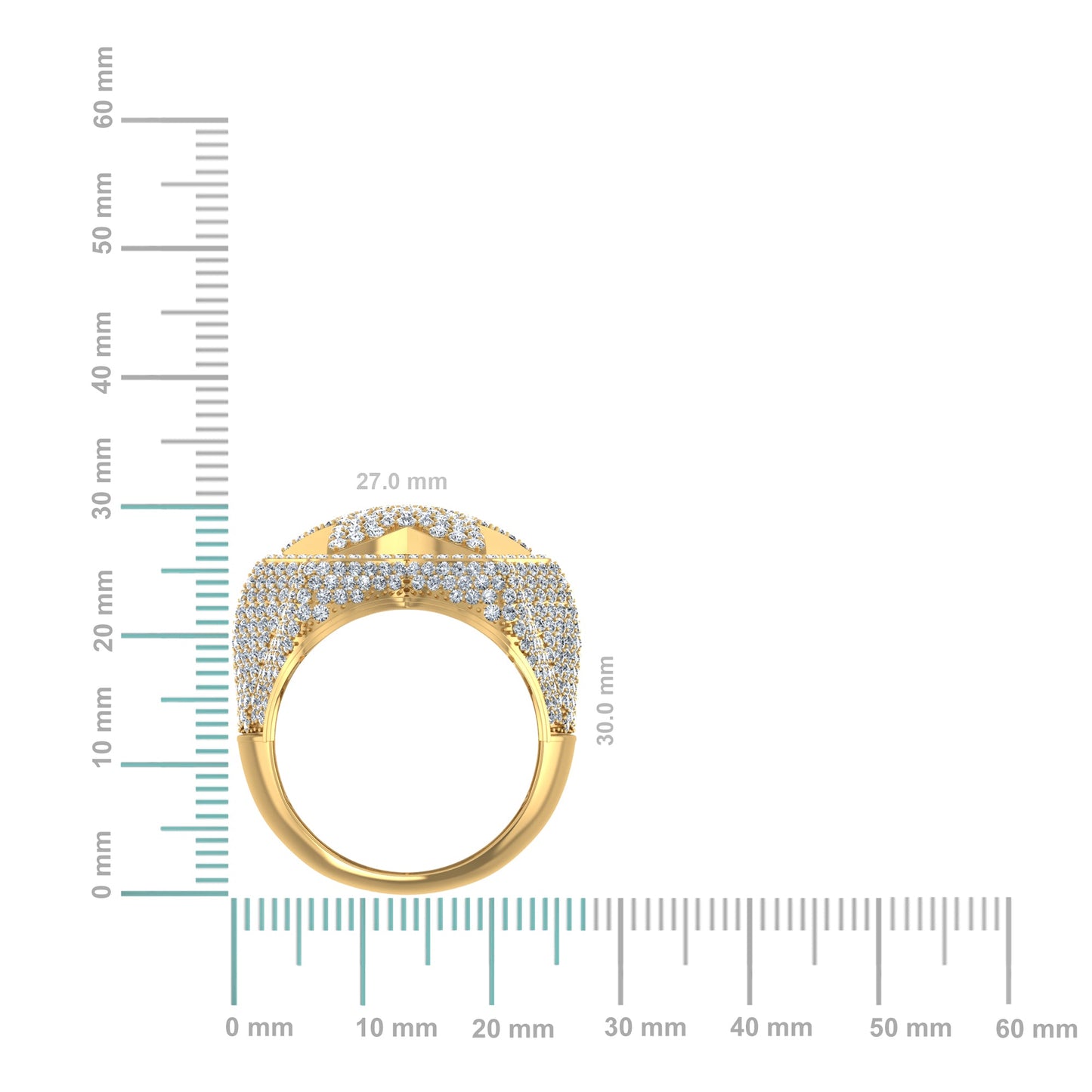 10K Yellow Gold Round Diamond Star Shape Designer Size 10 Mens Ring 3/4 Ctw