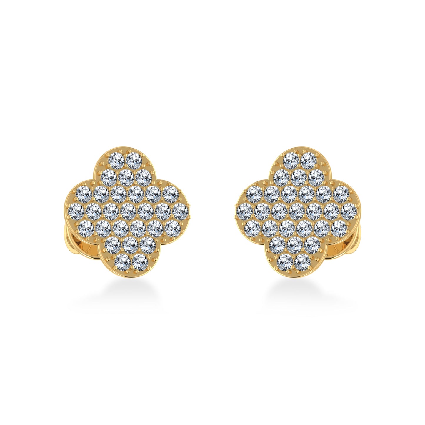 14K Yellow Gold Diamond  Designer Stud Earring 1/4 Ctw