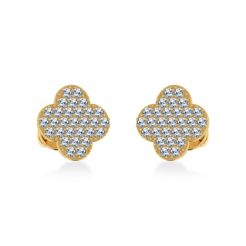 14K Yellow Gold Diamond  Designer Stud Earring 1/4 Ctw