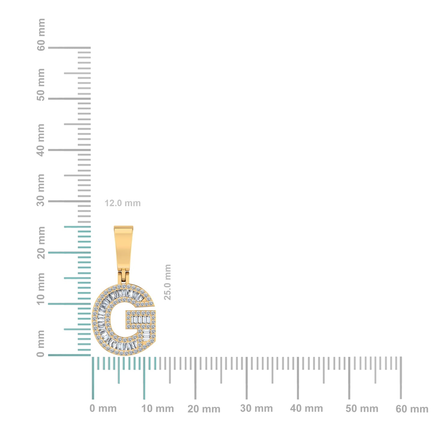 10K Yellow Gold Baguette Diamond Initial G Letter Pendant 1/2 Ctw