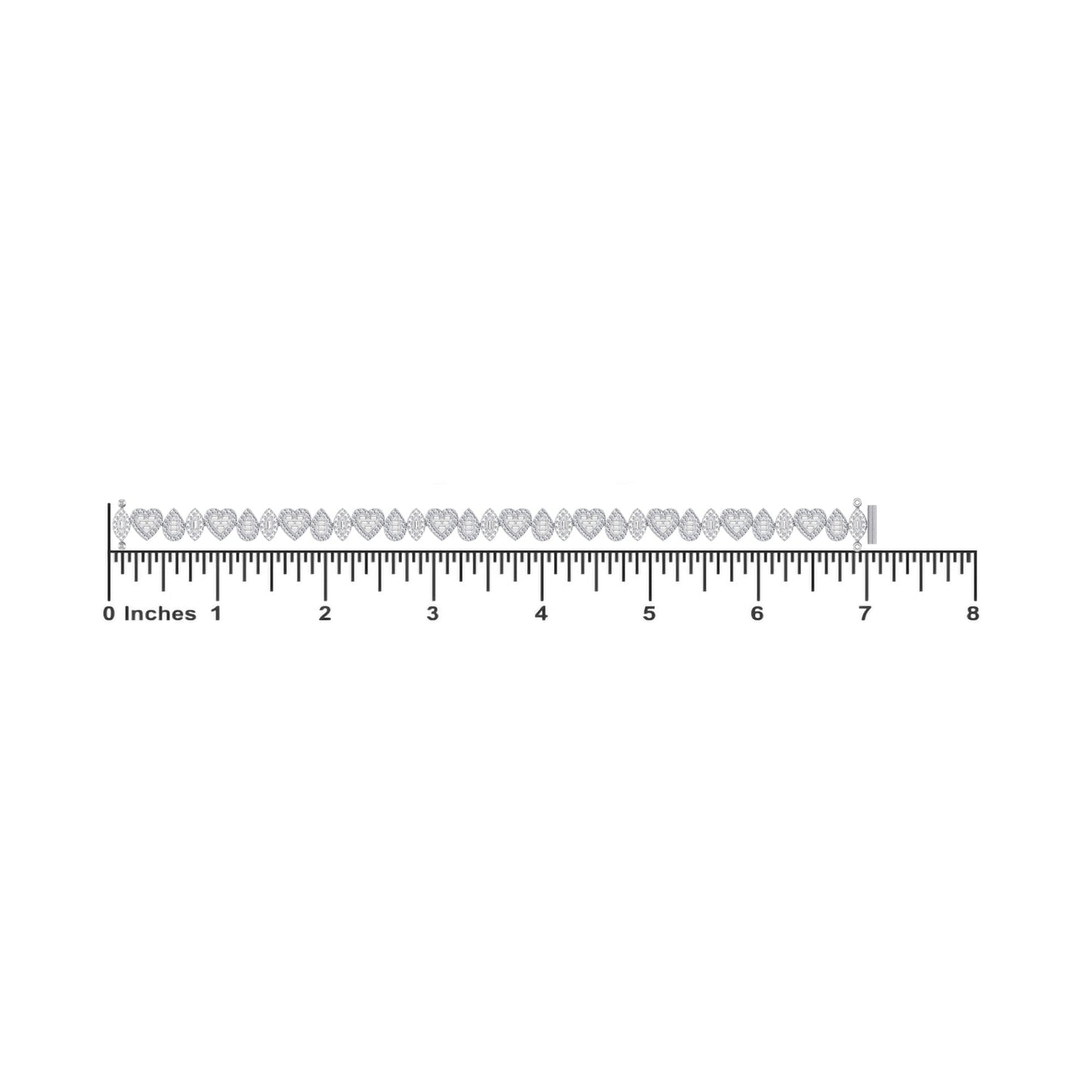 10K White Gold Round Baguette Diamond Designer 7 Inch Bracelet 2-3/8 Ctw