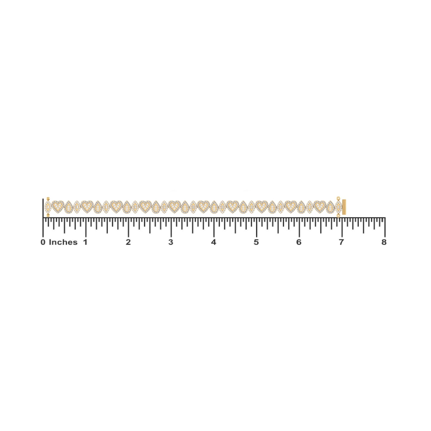 10K Yellow Gold Round Baguette Diamond Designer 7 Inch Bracelet 2-3/8 Ctw