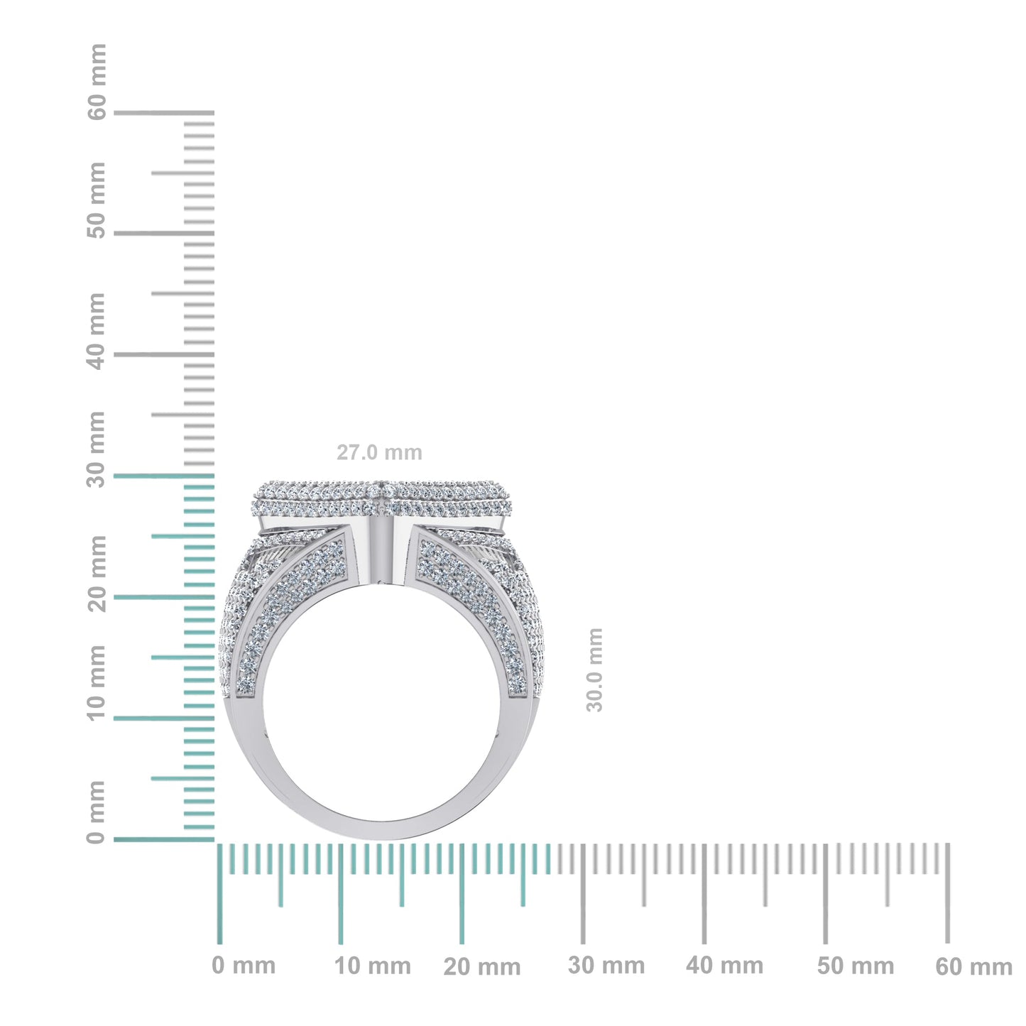 10K White Gold Round Baguette Diamond Designer Size 10 Mens Ring 4 Ctw