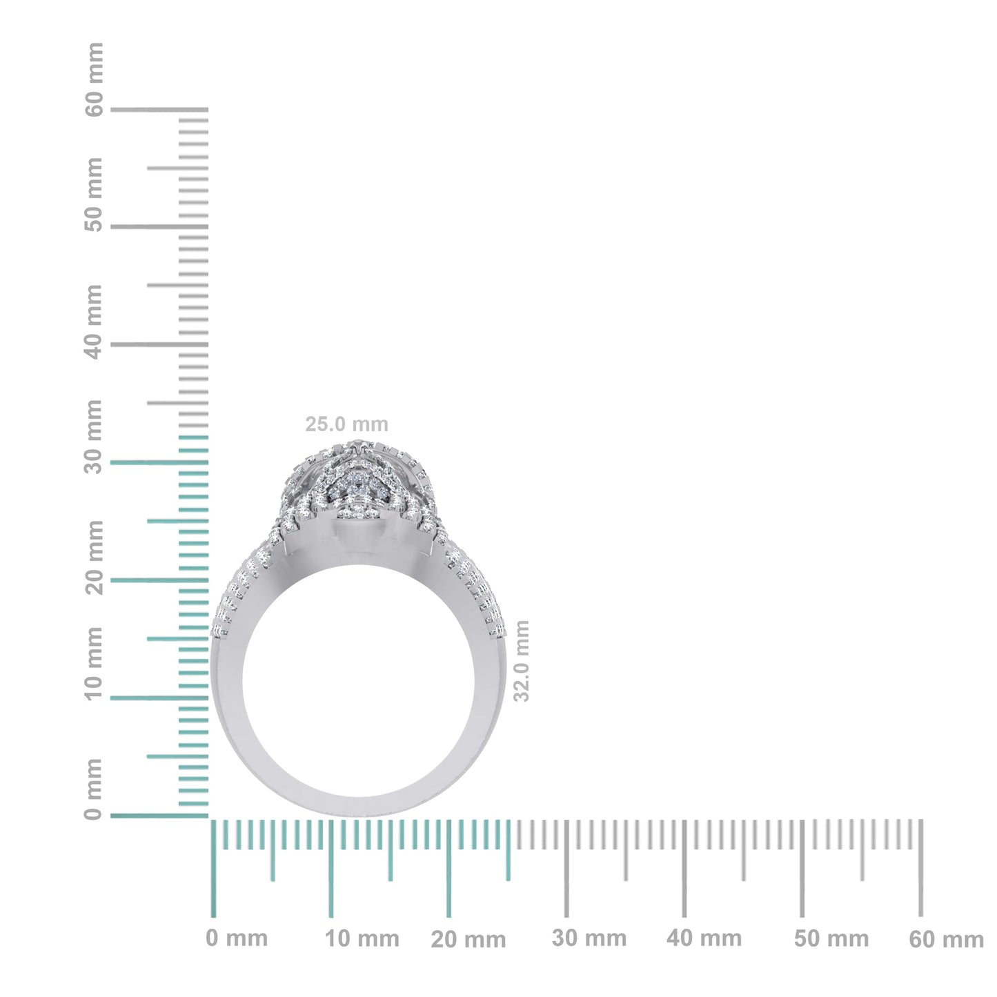 10K White Gold Round Diamond 3D Jesus Religious Size 10 Mens Ring 1-3/4 Ctw
