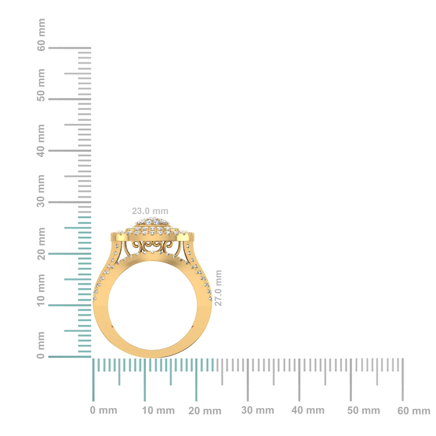 10K Yellow Gold Round Baguette Diamond Square Shape Designer Womens Ring Size 7 2 Ctw