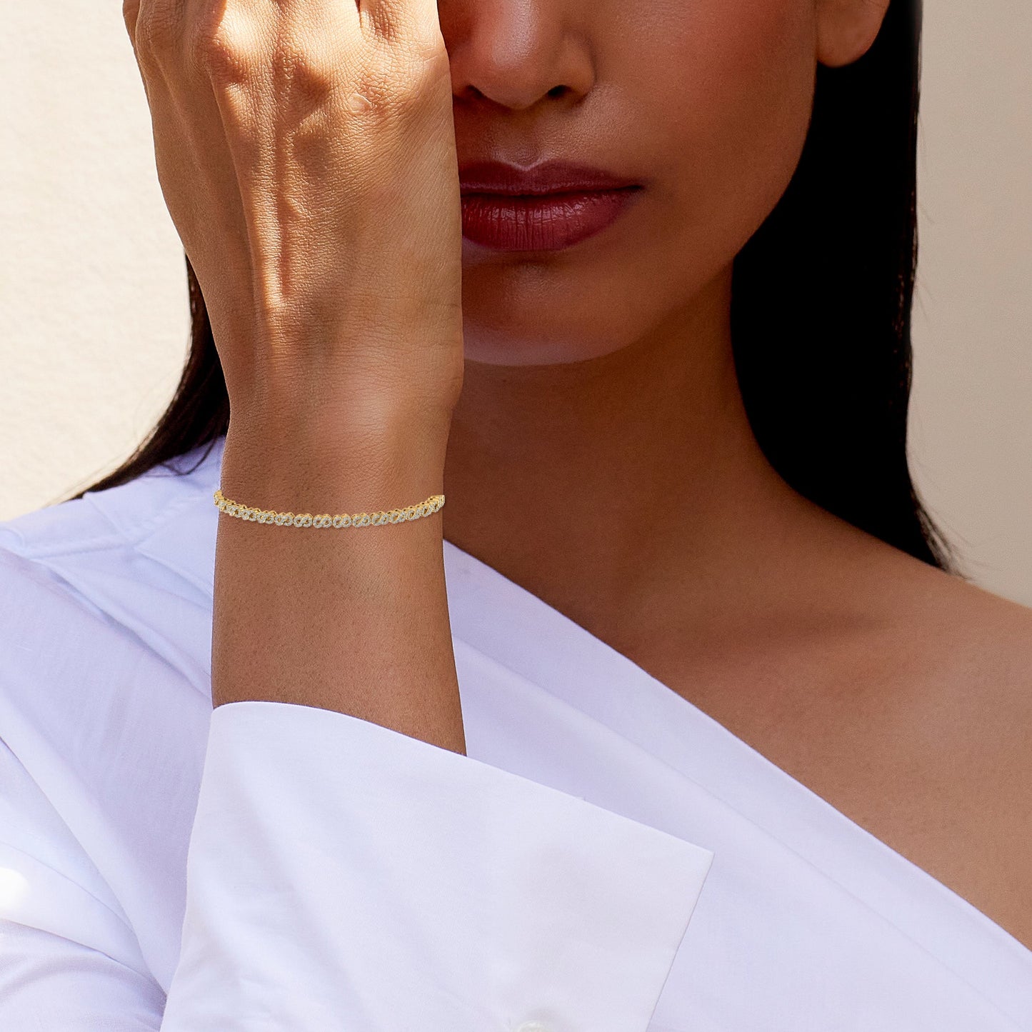 10K Yellow Gold Round Diamond Infinity Designer 7 Inch Bracelet 1-1/2 Ctw