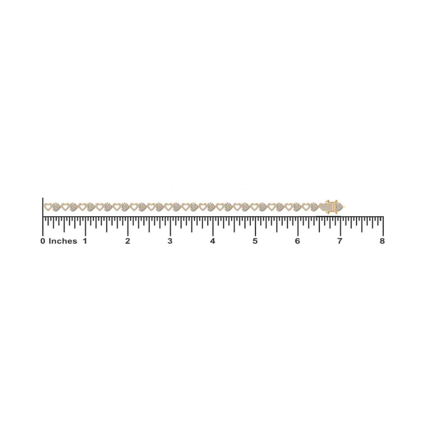 10K Yellow Gold Round Diamond Heart Designer 7 Inch Bracelet 2-1/6 Ctw