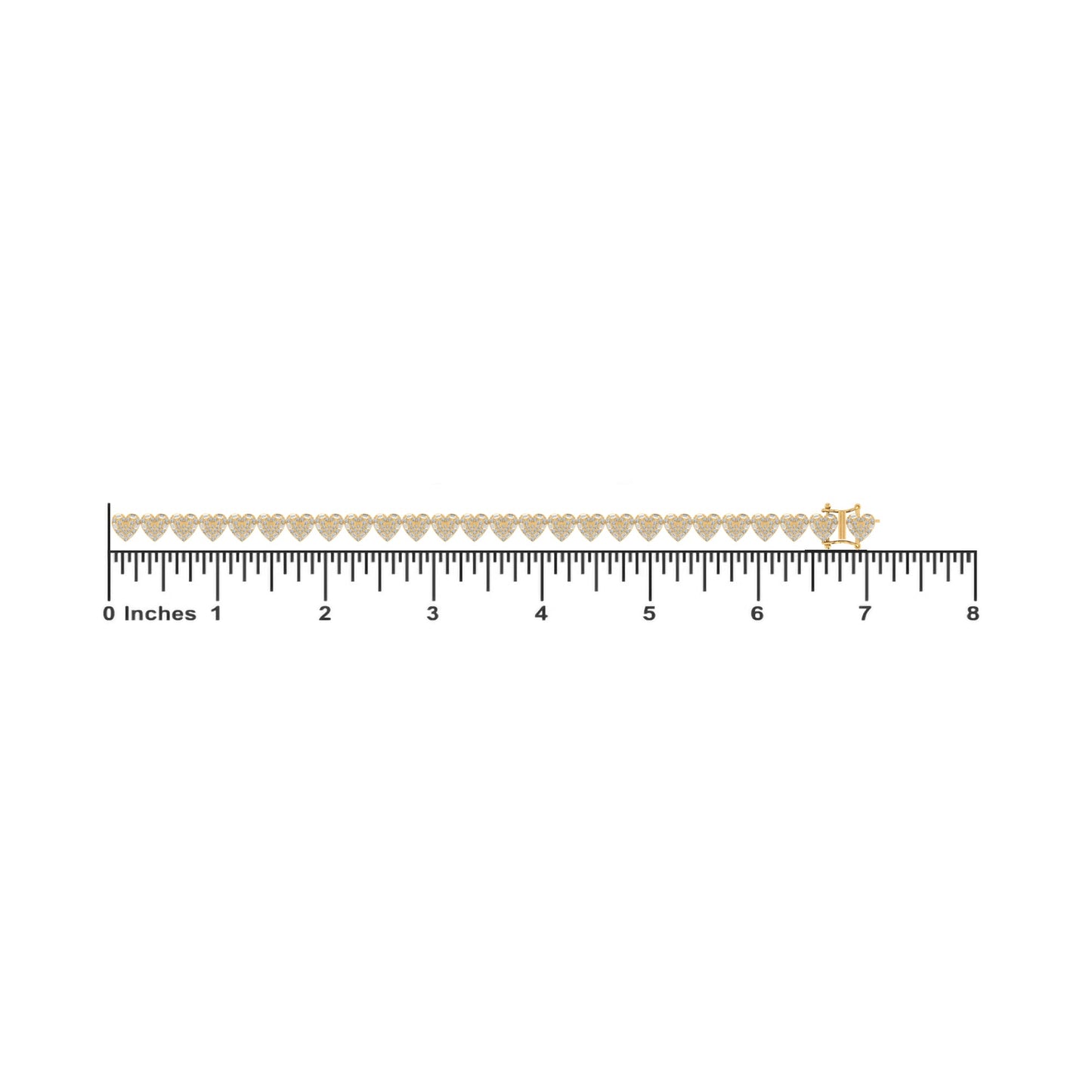 10K Yellow Gold Round Diamond Heart Designer 7 Inch Bracelet 2-7/8 Ctw