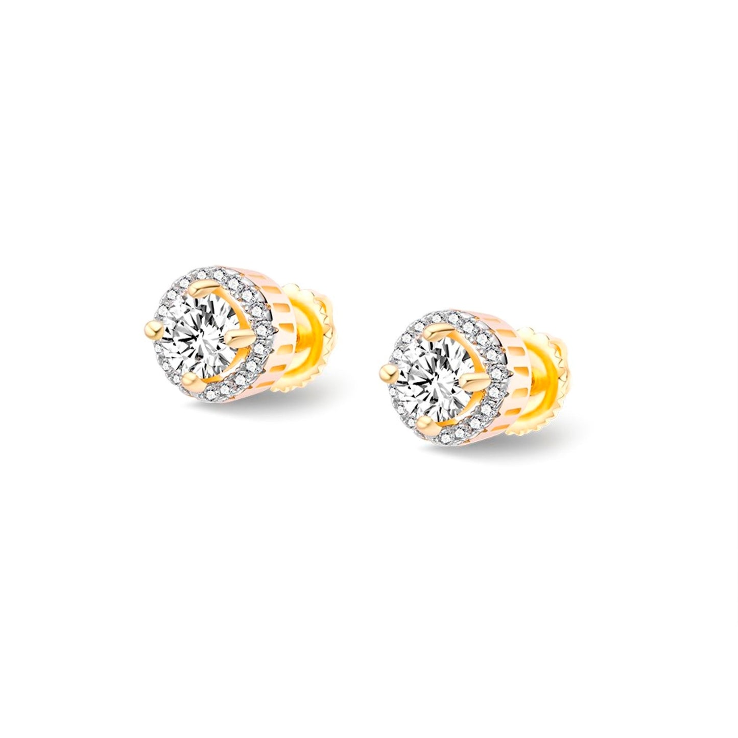 Sterling Silver Round Moissanite Designer Stud Earrings 1-1/4 Ctw